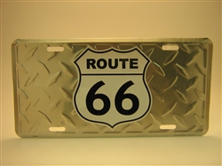 Diamond Plate Route 66 Shield License Plate